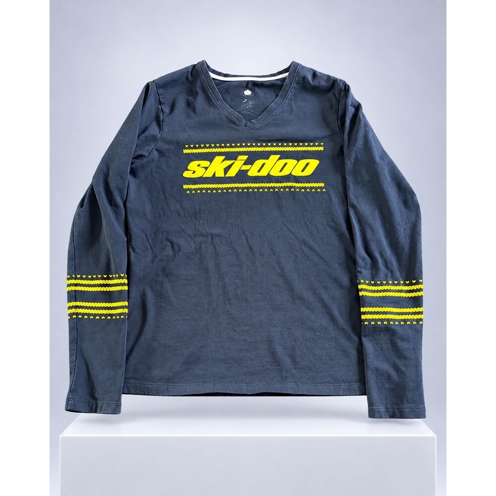 Ski-Doo Black & Yellow V-Neck Long Sleeve T-Shirt Women's Size Small